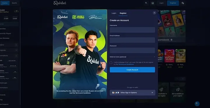 Rainbet: captura (escritorio)