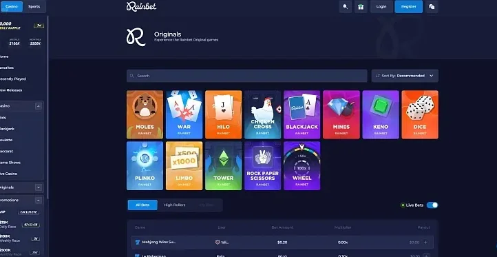 Rainbet: captura (escritorio)
